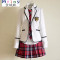Mtiny英伦学院风学生校服套装日本水手服jk制服裙韩版韩国高中女学生服 S【150】 男白上衣+黑裤子+衬衣领带胸章