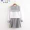 Mtiny高端JK制服日系三本班服校服关西襟软妹学生制服水手服长短袖套装 L JK短袖上衣（送领绳）