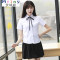 Mtiny校服套装学院风中学生韩国班服夏季毕业照服装学生装高中生情侣装 XL 女长袖+裙子（送领绳）