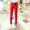 Mtiny春夏季薄款西裤女装长款修身小脚裤黑色大码职业休闲女裤子1 红色 L
