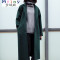 Mtiny秋冬新款韩版女装大码宽松显瘦长款呢大衣休闲时尚女士毛呢外套潮 M 黑色加棉版