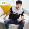 Romon/罗蒙polo衫短袖T恤男士保罗衫青年字母印花翻领休闲 165 99黑色
