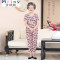Mtiny中老年新款夏季短袖大码衬衫女装 妈妈装夏装奶奶T恤上衣裤子套装_9 15天可退换值得信赖 枣红