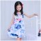 2017新款女童夏装碎花连衣裙韩版儿童公主裙夏季女孩吊带裙可爱卡通简约小清新多款多色可选吊带裙 兰荷花裙 110cm(110码建议身高105-110CM