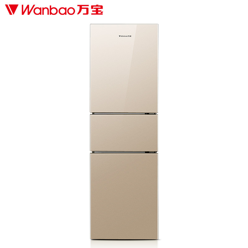 万宝(Wanbao)BCD-208SCNA 208升 三开门冰箱 家用节能省电电冰箱 中门软冷冻 直冷 金色