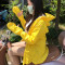 2017款】女士学开车骑电动车防晒衣遮阳带帽口罩防紫外线全纯棉连帽披肩女 黄色白点加密棉