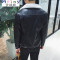 Mtiny男士皮衣夹克外套翻领秋冬季加绒加厚修身韩版青年帅气机车服潮流 4XL 小新灰色