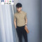 Mtiny韩国夏装简约时尚针织冰丝短袖T恤男翻领 韩版修身polo衫男短袖 M 驼色