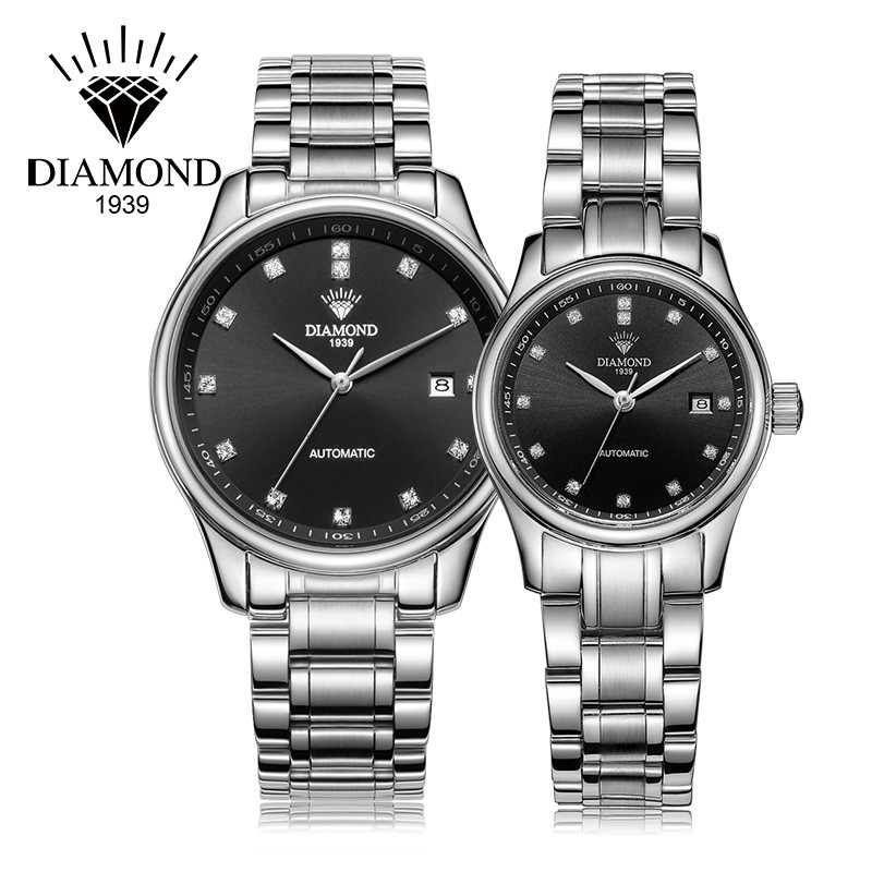 上海钻石牌（DIAMOND）手表女自动机械时尚经典日历防水简约精钢表带3260精钢机械表
