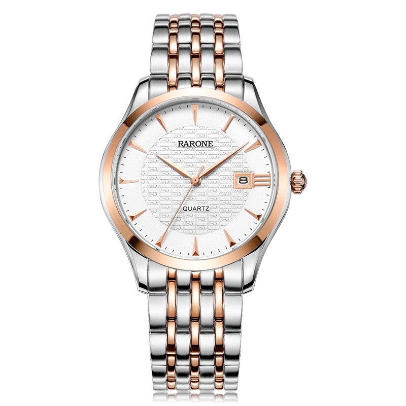 雷诺男士 石英手表 白面玫瑰金钉