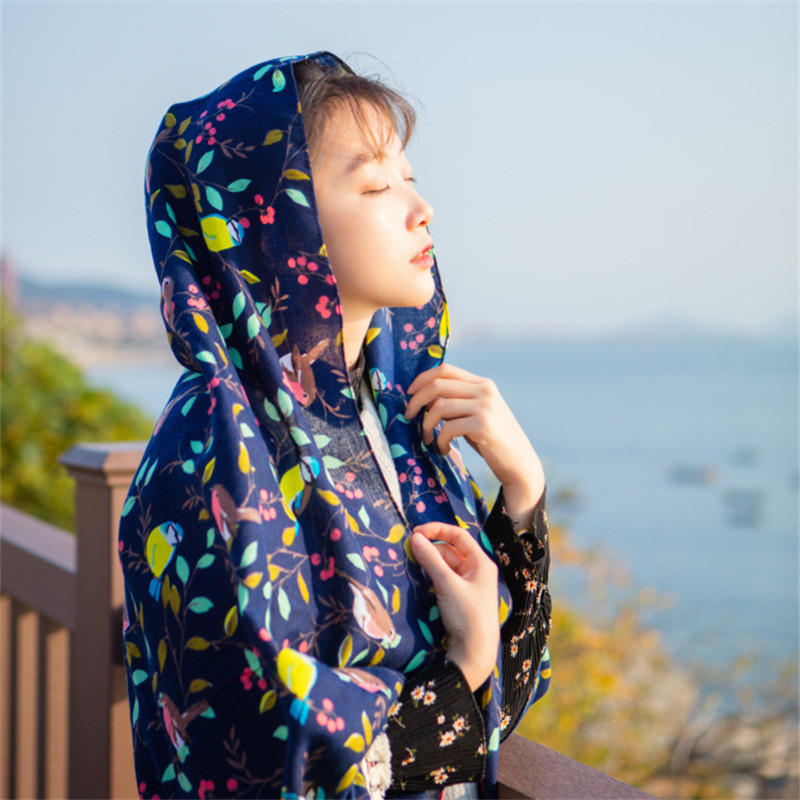 新款上市】夏季女防晒披肩大民族风旅游薄款遮阳围巾长纱巾百变文艺丝巾沙滩 秘密花园