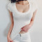 新款上市】紧身T恤女性感短袖白色打底衫2017夏装新款修身时尚上衣夜店女装 2XL 深蓝色（单面U领）