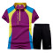 速干衣套装男女健身服套装短袖瑜伽服跑步短裤速干T恤5分裤运动两件套 5XL 紫色女套装