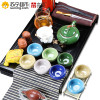 言艺(yanyi) 陶瓷功夫茶具套装 实木茶盘.冰裂茶具配黑色厚德载物