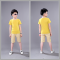 童装男童夏装套装2017新款中大童棉T恤儿童夏季短袖宝宝两件套 120码(建议身高110厘米) 黄色
