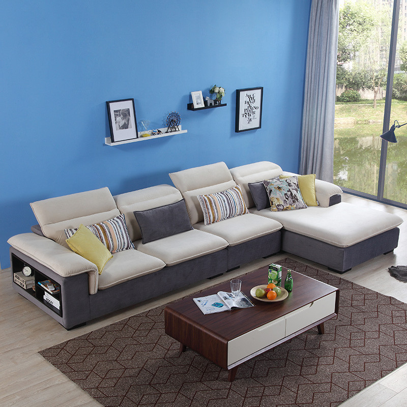 左右布艺沙发 简约现代北欧客厅家具组合 功能靠头扶手储物可拆冼DZY3105 转二正向+休单（7402布）
