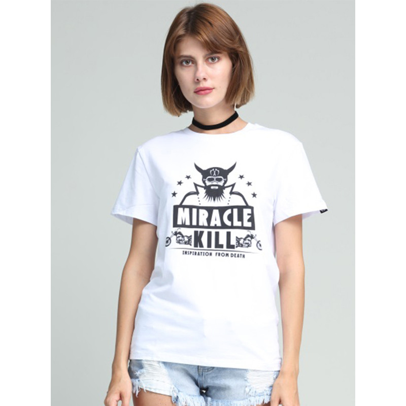 MIRACLE KILL 2017春夏新款老头摩托车潮牌女装短袖T恤 M 白色