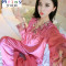 Mtiny性感吊带丝绸睡衣女夏季两件套装睡裙睡袍冰丝家居服韩版春秋季 M（80-90斤） 1319虾红色