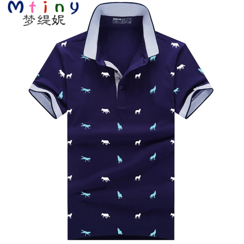 Mtiny【2件装】夏季男士棉翻领短袖T恤简约休闲修身大码纯色POLO衫 L L5803深蓝