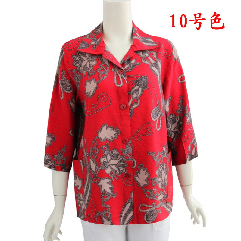 818款新款中老年女装衬衫胖妈妈装加肥加大码衬衫夏装宽松休闲女式衬衣 2XL【建议体重108斤-122斤】 10号色