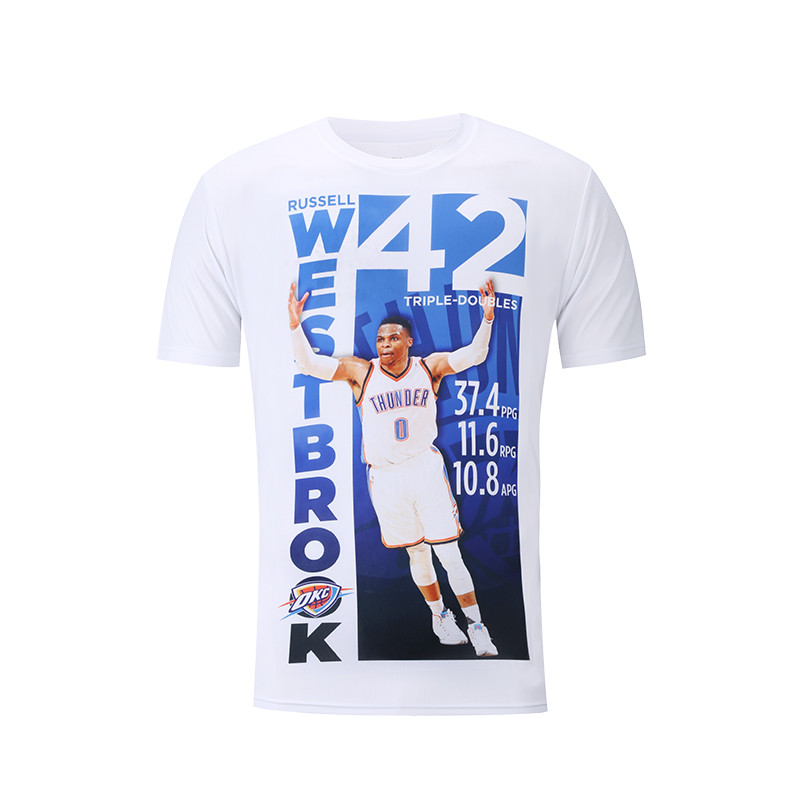 NBA 库里汤普森威少乐福 记录系列夏季篮球运动短袖T恤 LWJS0427 L 图片色