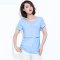 哺乳衣外出夏季上衣喂奶衣服时尚潮妈薄款大码产后短袖T恤浦乳衣纯色简约小清新妈咪短袖产女哺乳衣多款可选 M 天蓝
