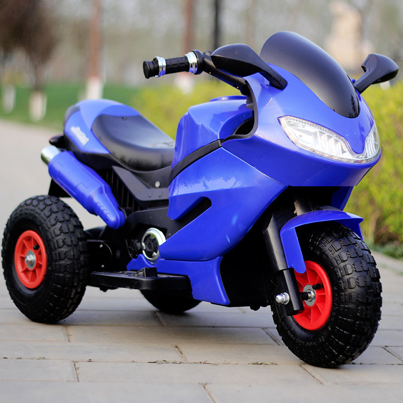 电动三轮摩托车 蓝色高配单驱音乐充气轮
