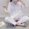 薄款纱双层纱布月子服春夏季产妇孕妇哺乳睡衣长袖喂奶家居服当季新品简约休闲家居服妈咪小清新睡衣夏天 XL 粉色云朵条纹