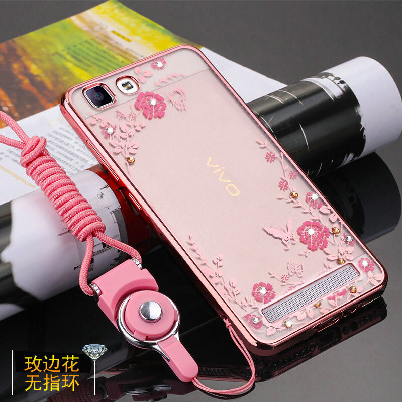 BSN步步高vivoX5Max手机壳X5MaxL挂绳保护套X5Max+硅胶防摔软壳女款V_1 玫边粉花
