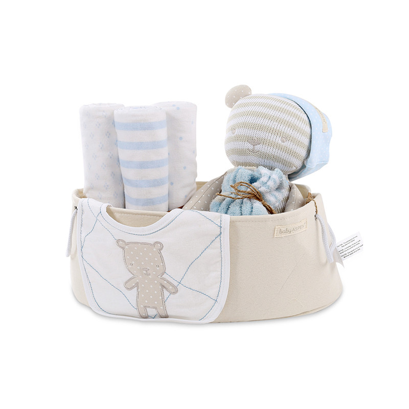 babyaspen新生儿礼品盒 初生婴儿棉品十件套 蓝色 1.0*1.2m