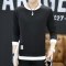 韦斯普 2017秋季新款男士圆领套头卫衣韩版时尚修身长袖T恤F-2系列 4XL 黑色829
