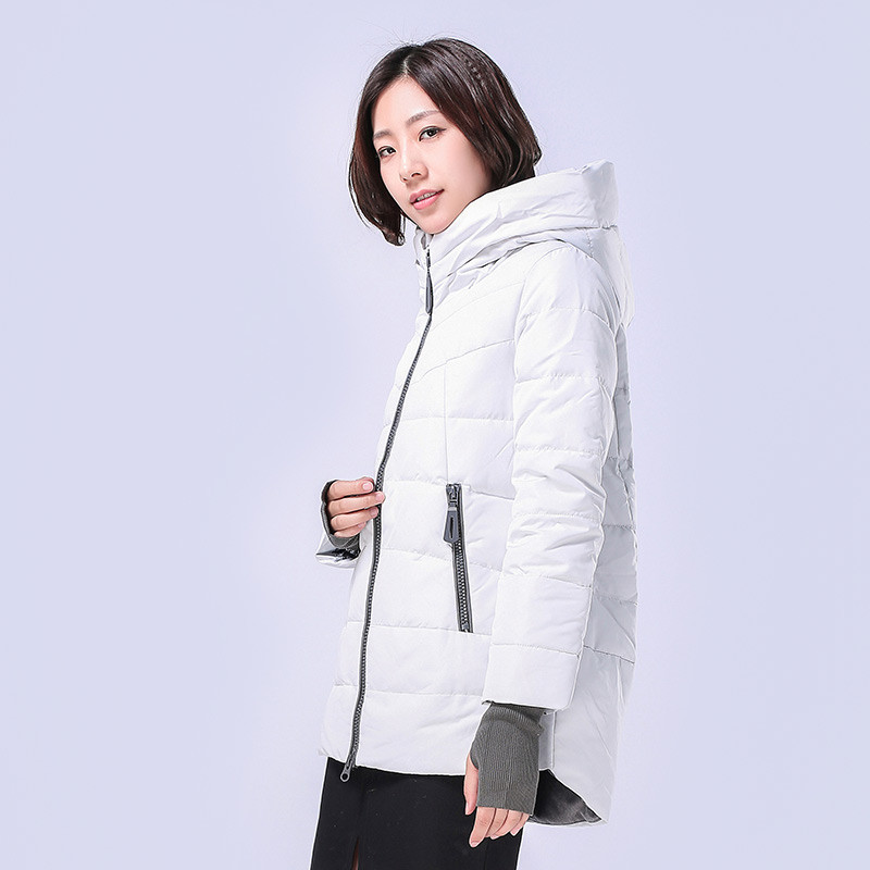 千仞岗2017显瘦中长款羽绒服女加厚修身冬季显瘦冬装20166 170/L 银白色
