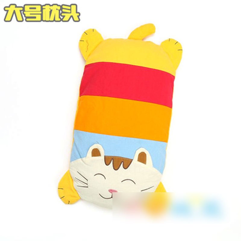 宝宝幼新生婴儿童枕头用品防偏头荞麦卡通加长定型0-1-3-6岁当季新品可爱卡通简约小清新多款可选 大号黄色猫