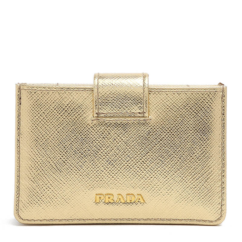 PRADA 普拉达卡包 女士十字纹牛皮卡包卡夹名片夹 1MC211 QWA F0615 金色