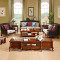 兰博湾(RAMBOY)客厅家具 美式乡村 沙发 欧式真皮沙发 美式实木沙发组合 蓝色皮沙发套装 三人位
