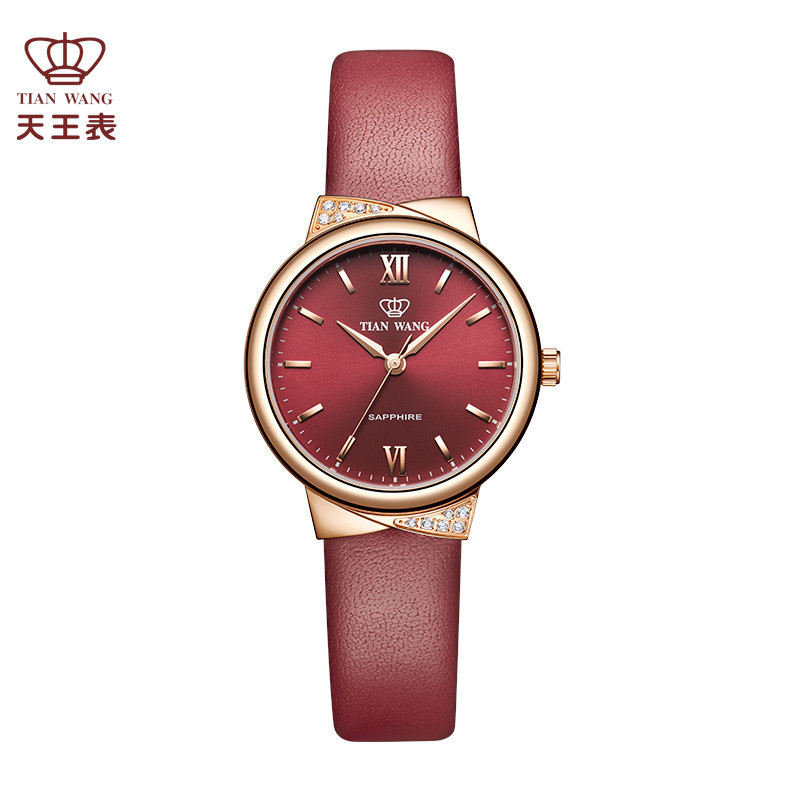 天王表(TIANWANG)手表 女表星辰系列皮带女士石英表时尚女士手表钟表LS3951 红色