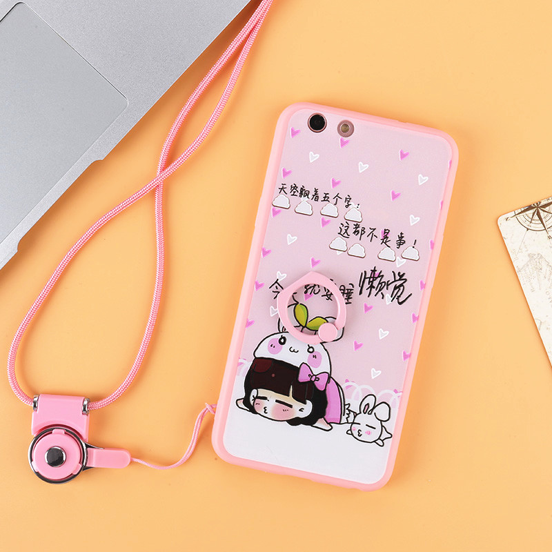 2017款vivox9手机壳viv0保护套vivix9个性x9挂绳vovi外壳防摔x9pl 睡懒觉+粉挂绳