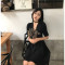 828新款chic夏季新款v领中长款修身裙子收腰气质女装显瘦大摆荷叶连衣裙