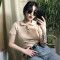 828新款春夏女装2017新款韩版Polo领修身短袖T恤百搭上衣打底衫学生显瘦