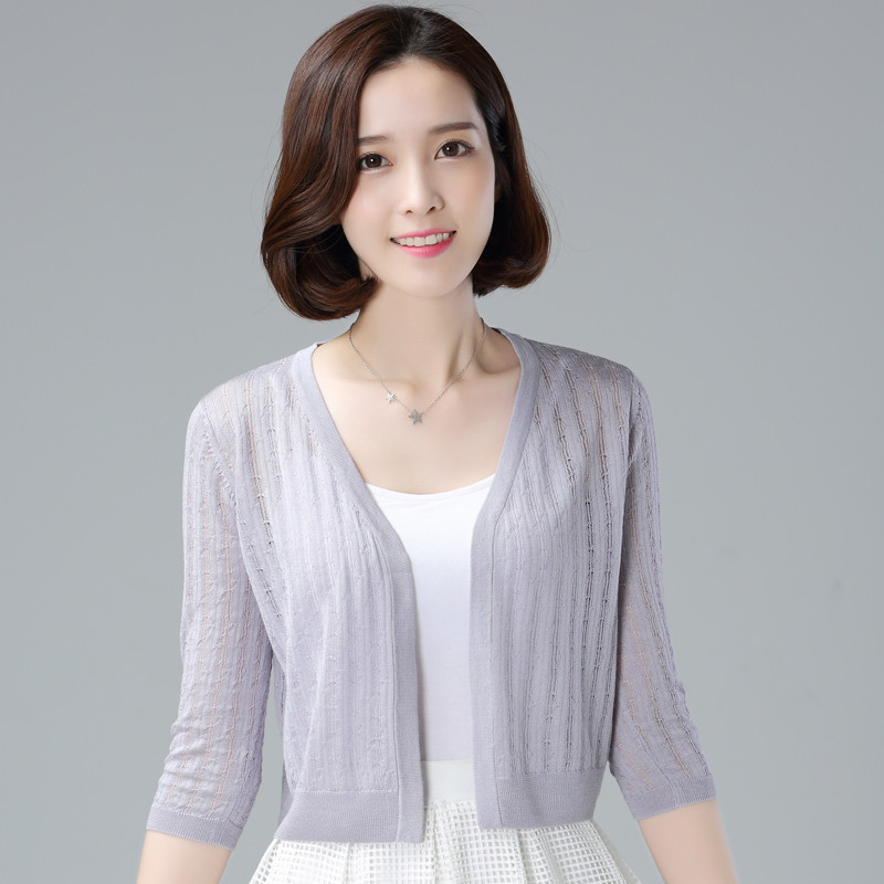 恒源祥女开衫+TM50E60115 M 浅灰