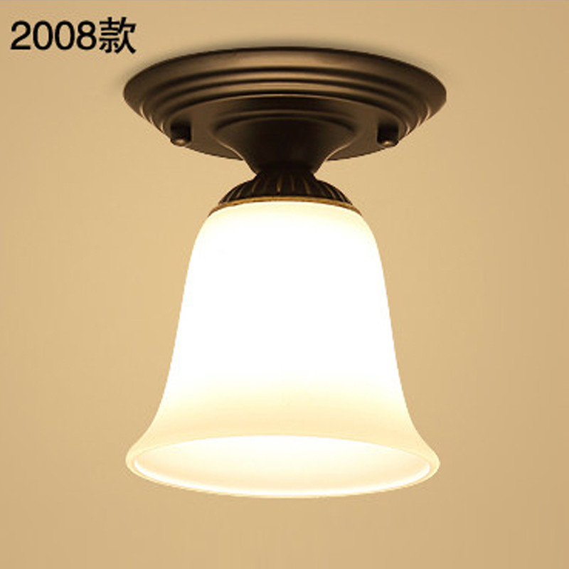 GMBL光明部落美式乡村吸顶灯led过道灯阳台灯走廊灯复古简约灯具欧式田园玄关灯卧室灯书房灯房间玻璃灯饰 2008配送白光灯泡