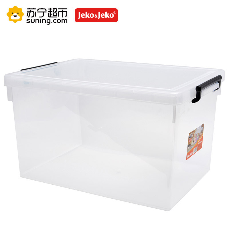 JEKO&JEKO 塑料加固加厚大号透明收纳箱48L整理箱玩具零食衣服收纳盒卡式储物箱 SWB-5289 透明