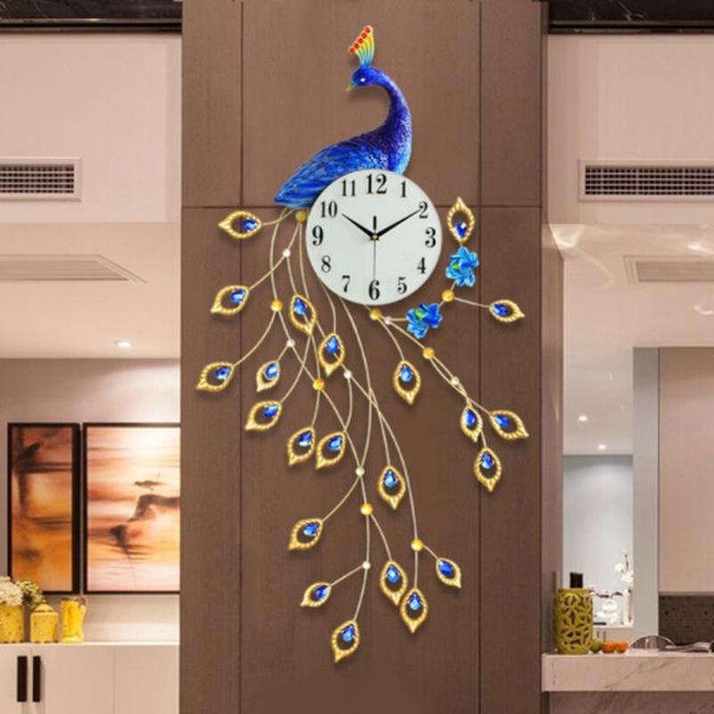 久久达孔雀3D树脂钟表挂钟客厅现代简约大气创意家用欧式个性艺术装饰静音时钟 JT1769（56*115CM） JT1769（56*115CM）