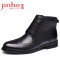 金猴 Jinho简约牛皮 商务休闲 系带短毛绒 冬季保暖男士高帮棉皮鞋8140 黑色 42码