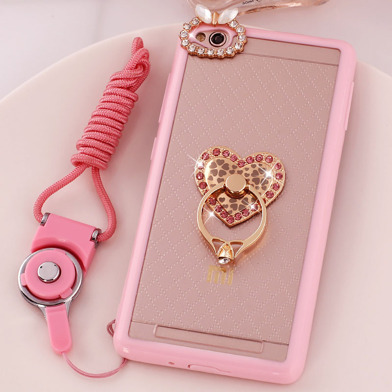 小米红米3手机壳镶钻redmi3保护套2015811挂15防摔外壳指环扣2017 粉钻桃心+挂绳