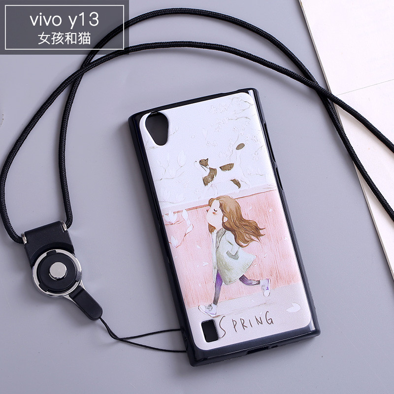 步步高viv0Y13L手机壳vivo丫y13il套viviY913女yl3t软YI3Ly 女孩和猫