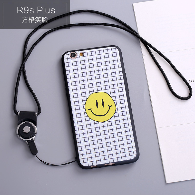 oppor9s手机壳0pp0r9sk硅胶poopr9s软壳opopR9s手机套r9splu 方格笑脸R9sPlus