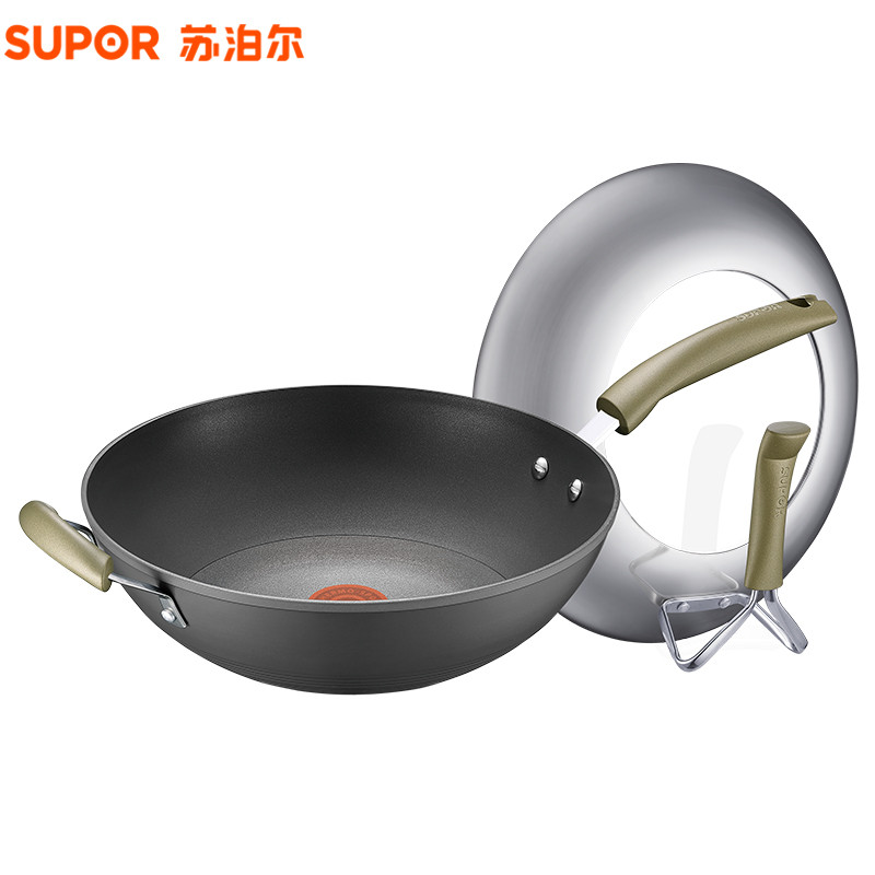 苏泊尔（SUPOR）火红点钛耐磨无油烟不粘炒锅·可立盖PC32H7