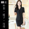 bw9新款职业装女套装夏季短袖大码西服西装正装酒店前台美容师工作服2017 XL 66款全黑色外套+裙子+裤子+吊带