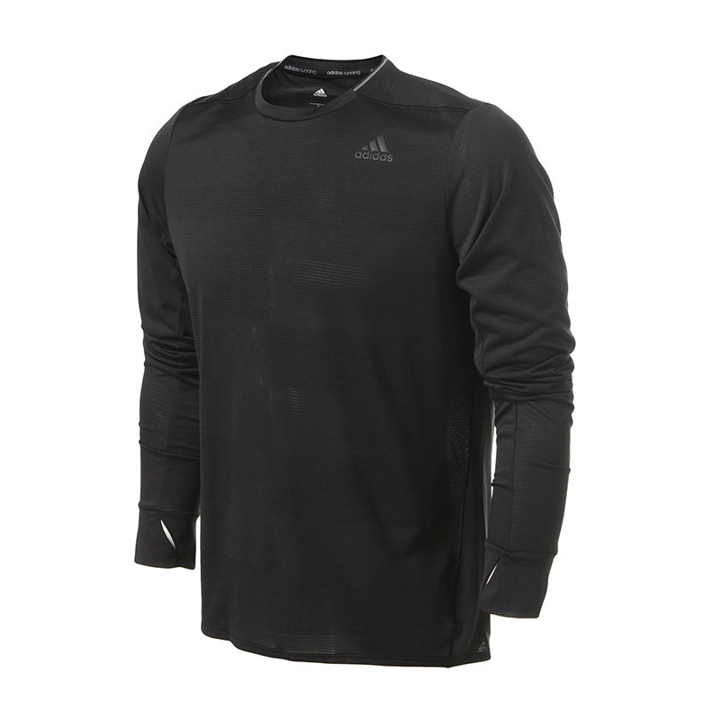 adidas阿迪达斯男子长袖T恤2018新款跑步训练运动服BQ7195 黑色 2XL